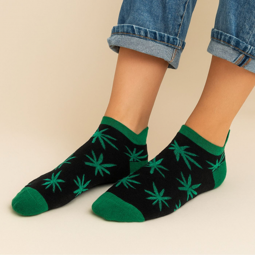 Knöchelsocken mit Hanfblatt Motiv