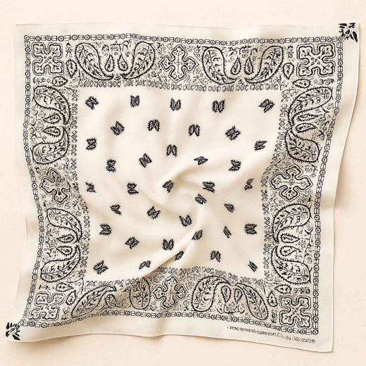 Weiß schwarzes Bandana mit Paisley Muster | erhältlich in zwei Größen