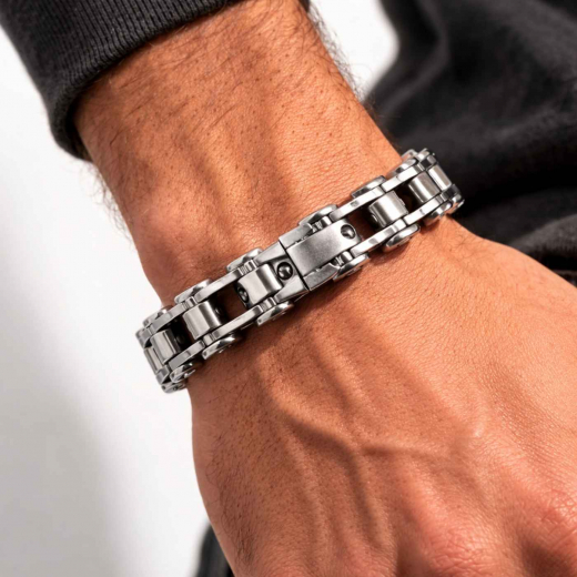 Stainless Steel Bracelet with Motorbikechain Style | 1.5 cm Width
