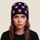 Beanie mit Sternen Motiv | schwarz-pink