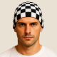 Beanie Schachmuster | schwarz-weiss