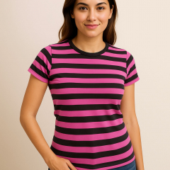 Girly | Pink und Schwarz gestreift