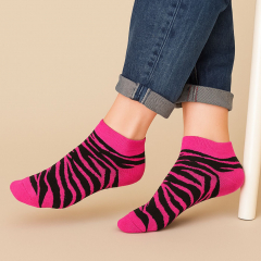 Fersensocken | Zebra | Pink Schwarz